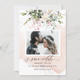 Watercolor Greenery Blush Pink Dusty Rose Invitation