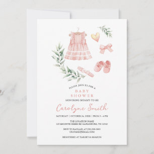 Watercolor Greenery Boho Clothes Girl Baby Shower Invitation