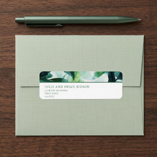 Watercolor Greenery border return address Label
