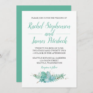 Watercolor Greenery Botanical Wedding Invitation