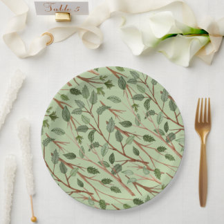 Watercolor Greenery Branches Paper Plate