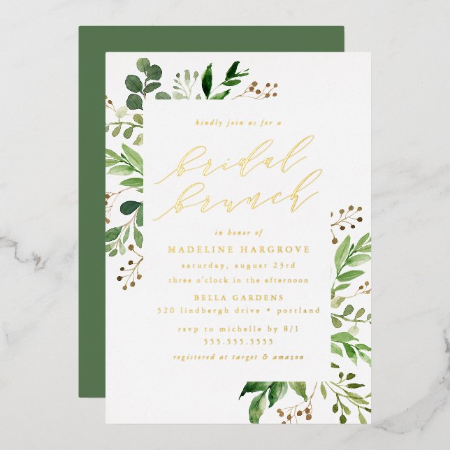 Watercolor Greenery Bridal Brunch (Front/Back)