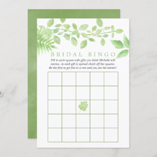 Watercolor Greenery Bridal Shower Bingo Invitation