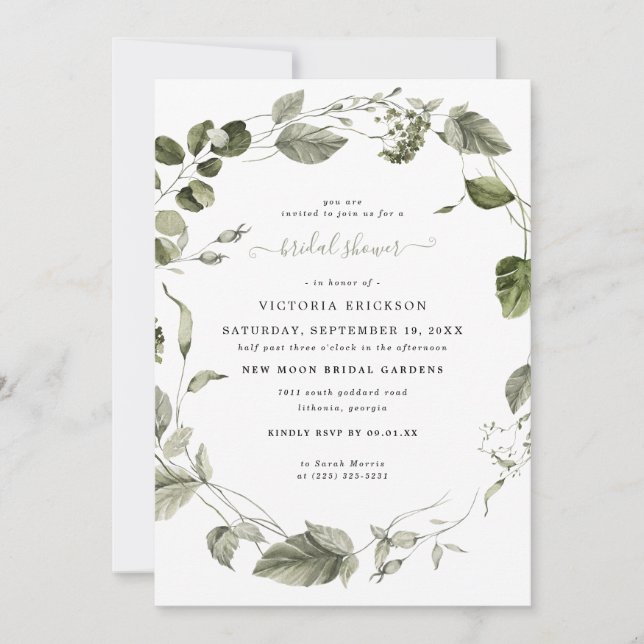 Watercolor Greenery | Bridal Shower Invitation (Front)