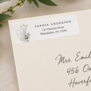 Watercolor Greenery Bridal Shower Return Address Label
