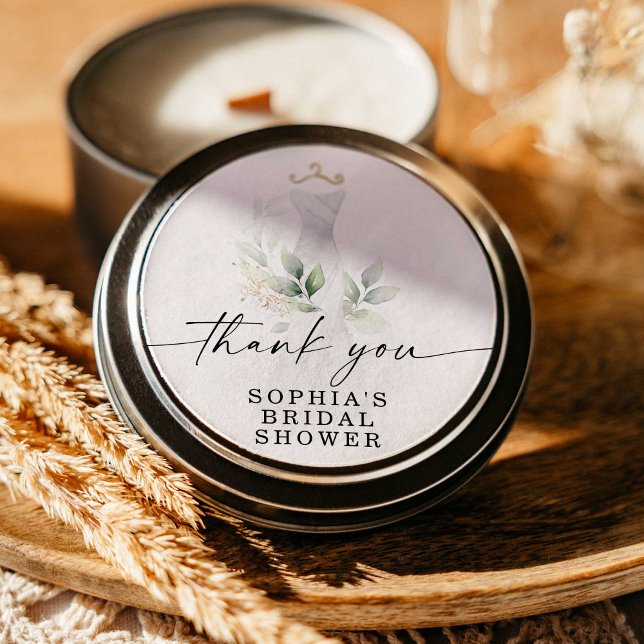 Watercolor Greenery Bridal Shower Round Stickers (Creator Uploaded)