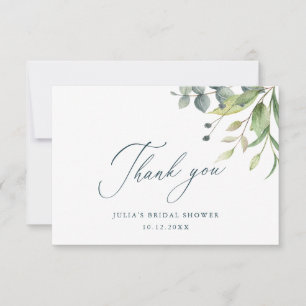 Watercolor Greenery Bridal Shower Thank You Card