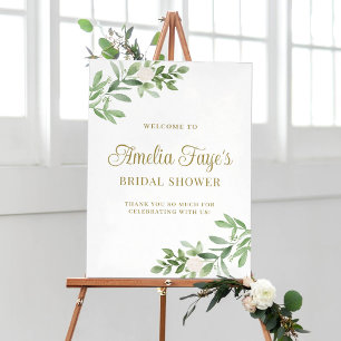 Watercolor Greenery Bridal Shower Welcome Poster