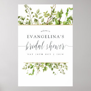Watercolor Greenery Bridal Shower Welcome Poster