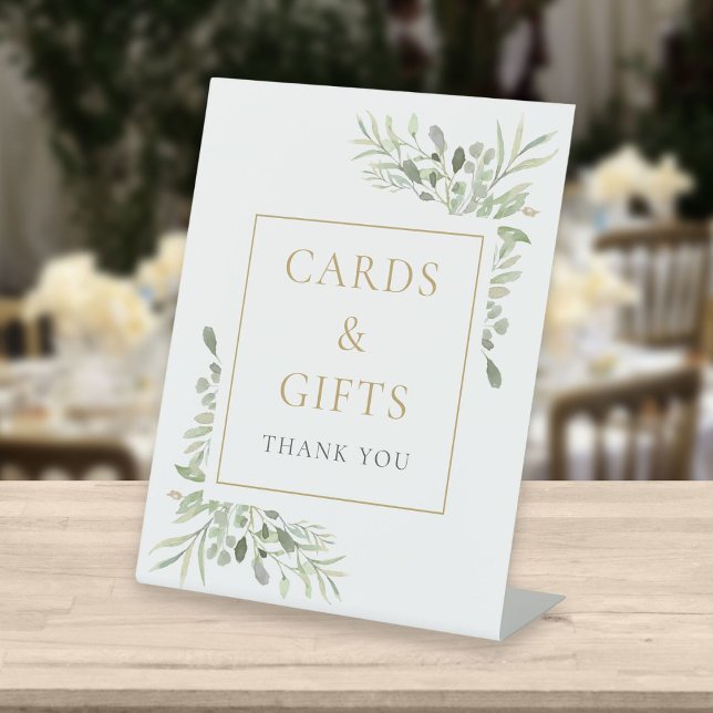 Watercolor Greenery Cards And Gifts Pedestal Sign (Creator Uploaded)