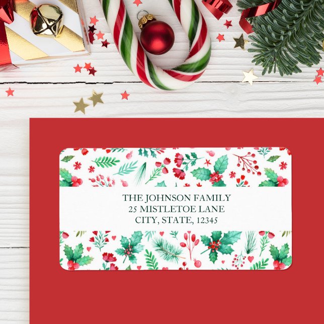 Watercolor Greenery Christmas  Label (Watercolor Greenery Christmas Label)