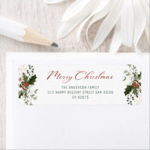Watercolor Greenery Christmas Return Address Label