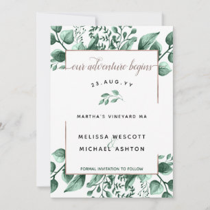 Watercolor Greenery Copper Modern Elegant #Wedding Save The Date
