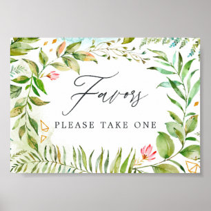 Watercolor Greenery Crystal Wedding Favours Poster