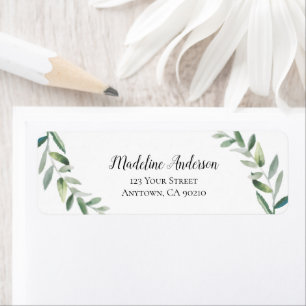 Watercolor Greenery   Custom Return Address Label