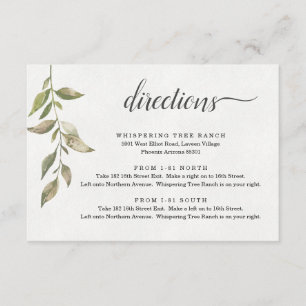 Watercolor Greenery Directions Enclosure Card