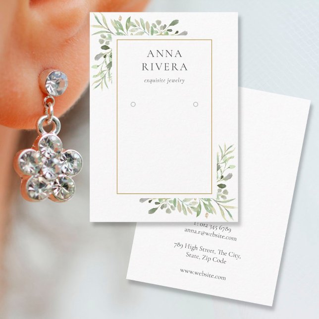 Watercolor Greenery Earring Display Card (Creator Uploaded)