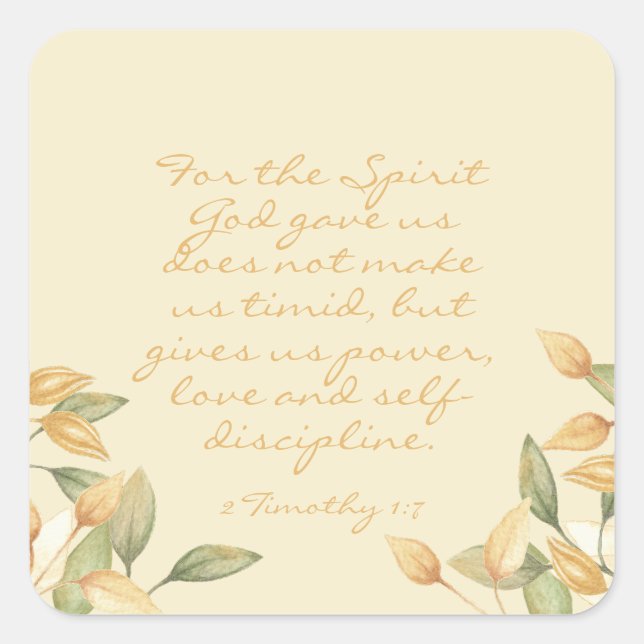 Watercolor Greenery Elegant Love Gold Bible Verse Square Sticker (Front)