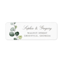 Watercolor Greenery Eucalyptus Leaf Address Label