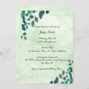 Watercolor Greenery Eucalyptus Leave Bridal Shower Invitation
