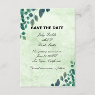 Watercolor Greenery Eucalyptus Leave Save The Date Enclosure Card