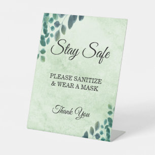 Watercolor Greenery Eucalyptus Leaves Safety Pedestal Sign