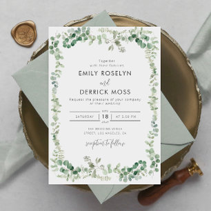 watercolor greenery eucalyptus wedding invitation