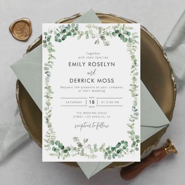 watercolor greenery eucalyptus wedding invitation (Creator Uploaded)