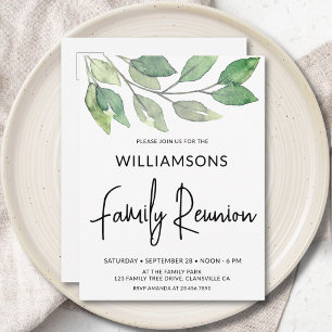 Watercolor Greenery Family Reunion  Invitation Postcard