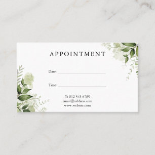 Watercolor Greenery Floral Appointment Card