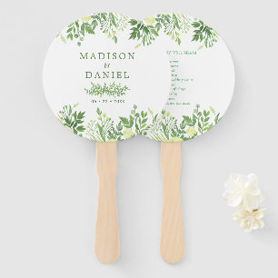 Watercolor Greenery Floral Garden Wedding Program Hand Fan
