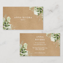 Watercolor Greenery Floral Rustic Kraft