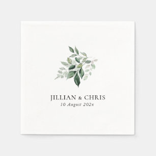 watercolor greenery floral wedding napkin
