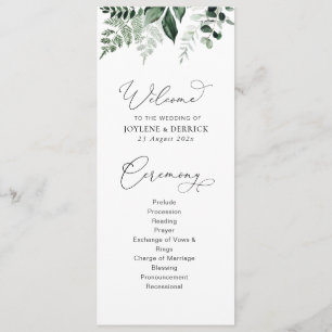 watercolor greenery floral wedding program