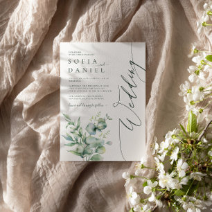 Watercolor Greenery Floral Winter Wedding Party Invitation