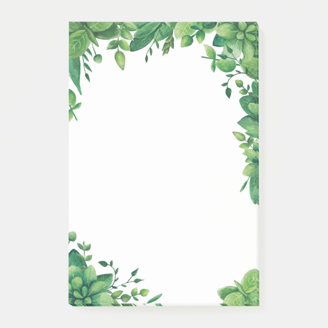 Watercolor greenery foliage. Green botanical Post-it Notes (Front)