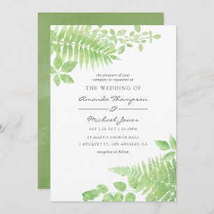 Watercolor Greenery Foliage Wedding Invitation
