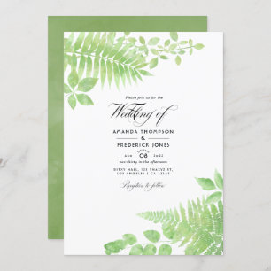 Watercolor Greenery Foliage Wedding Invitation