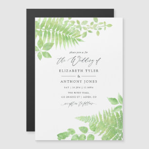 Watercolor Greenery Foliage Wedding Magnetic Invitation