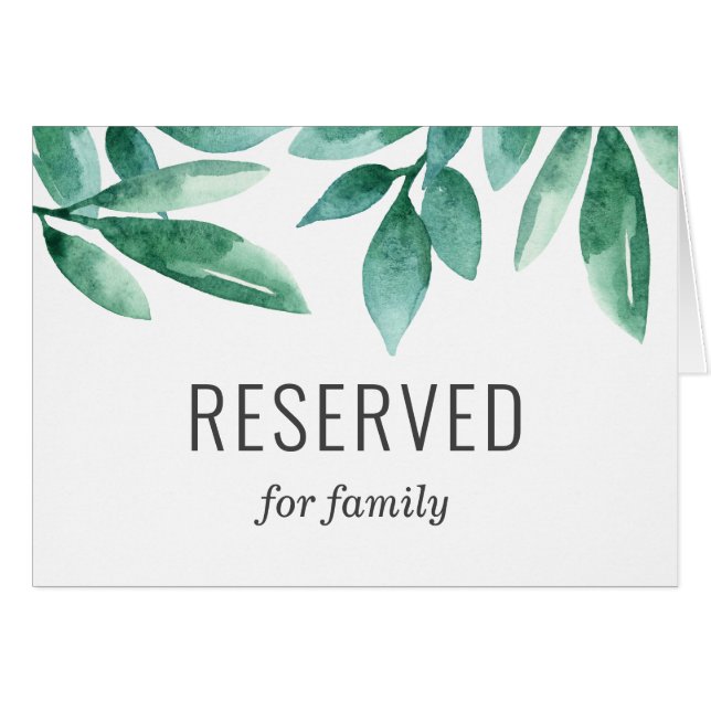 Watercolor greenery foliage wedding reserved sign (Front Horizontal)