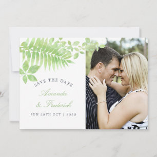 Watercolor Greenery Foliage Wedding Save the Date