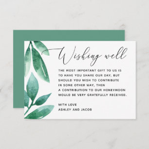 Watercolor greenery foliage wedding wishing well enclosure card