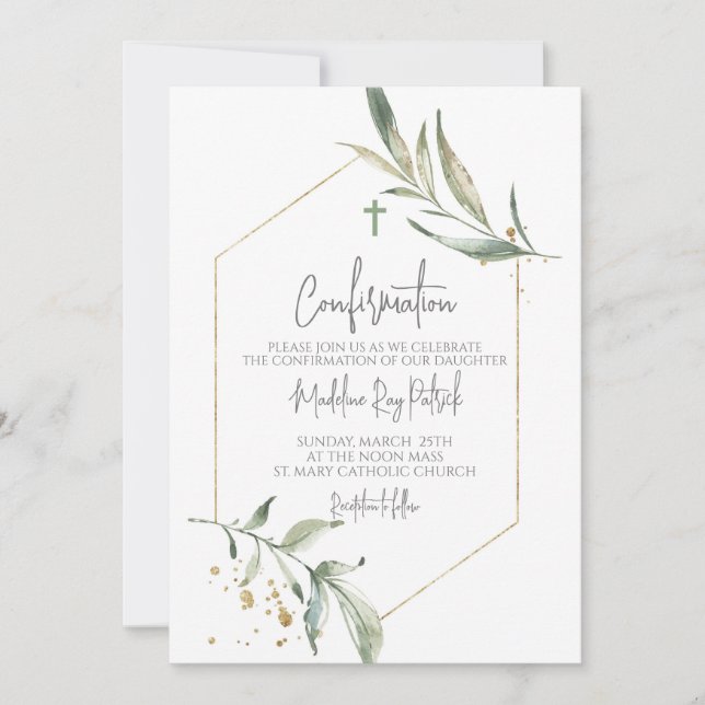 Watercolor Greenery Frame Confirmation  Invitation (Front)