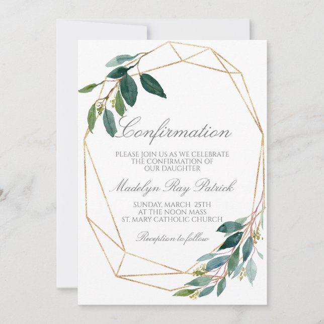 Watercolor Greenery Frame Confirmation  Invitation (Front)