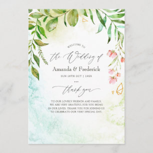 Watercolor Greenery Geometric Crystal Wedding Program