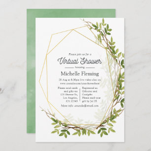 Watercolor Greenery Geometric Virtual Shower Invitation