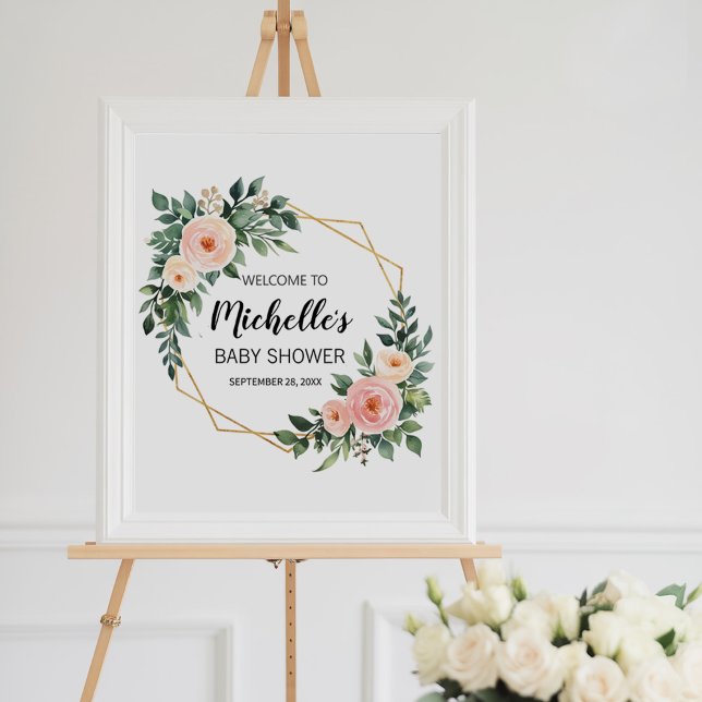 Watercolor Greenery girl baby shower welcome sign (Creator Uploaded)