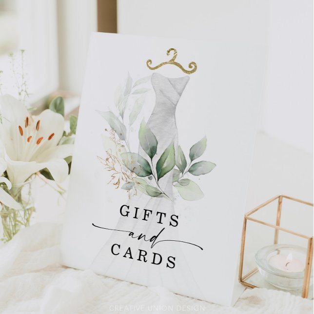 Watercolor Greenery Gold Bridal Shower Gifts Sign (Creator Uploaded)