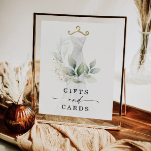 Watercolor Greenery Gold Bridal Shower Gifts Sign