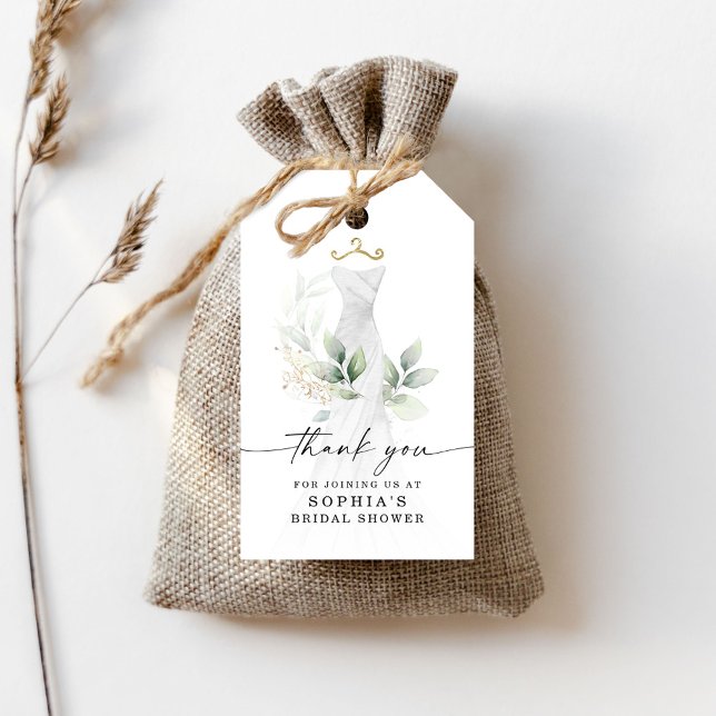 Watercolor Greenery Gold Bridal Shower Thank You Gift Tags (Creator Uploaded)